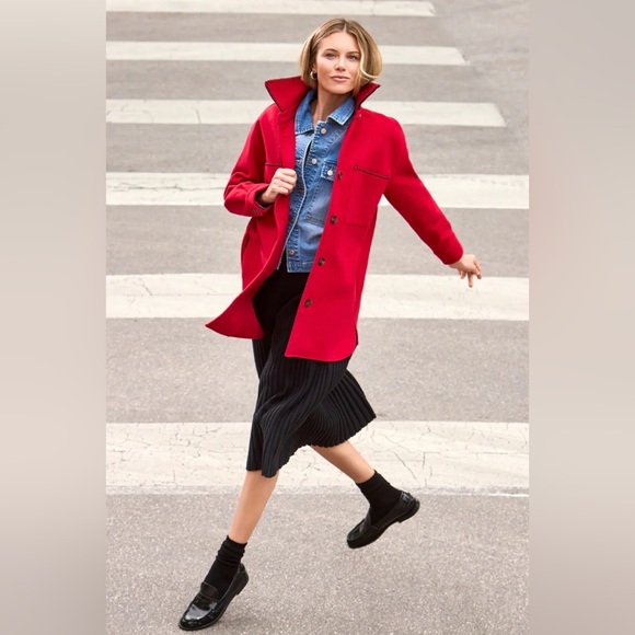 NWT Tribal Blanket Stitch Shacket Shirt Top Red Medium XL - Picture 10 of 10